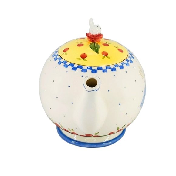 Tea Pot Bunny Frolics "Spring Blossoms" Midwest Ceramic VTG - Picture 2 of 9